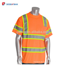 Männer Top-Qualität 100% Breath Günstige Sicherheits Reflektierende O-Ansatz T-Shirt Hohe Sichtbarkeit Kurzarm Arbeitskleidung Mit Brusttasche